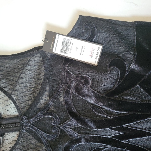 BCBGMaxazria velvet tulle Midi dress sz-0 nwt - Picture 9 of 10